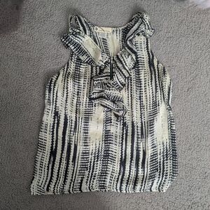 2010s Women's Black and White Ruffle Top